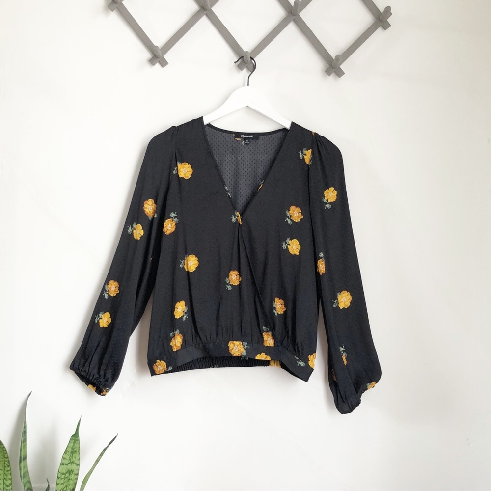 Madewell Bubble-Sleeve Wrap Top Floating Florets
